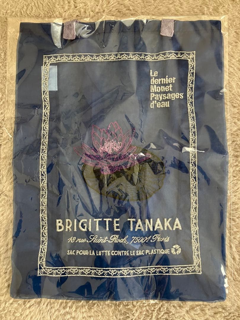 モネ展⭐︎睡蓮のとき⭐︎BRIGITTE TANAKA オーガンジー刺繍バッグブルー