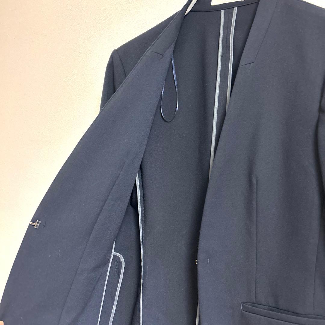 上下セットicb ノーカラージャケット　テーパードパンツ サイズ0 ネイビー