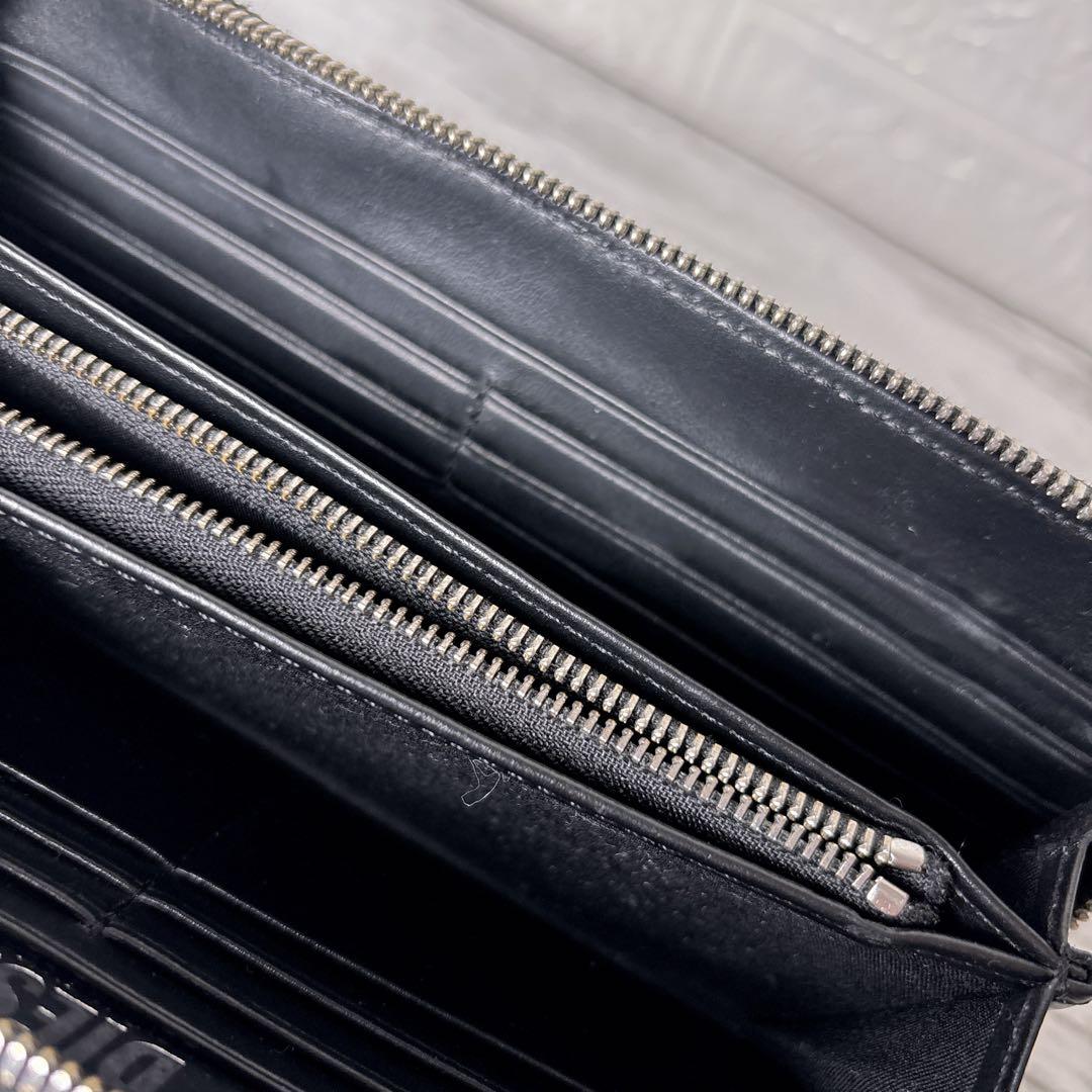 美品 DIESEL ディーゼル レザー 長財布 ラウンドファスナー 黒 Dロゴ