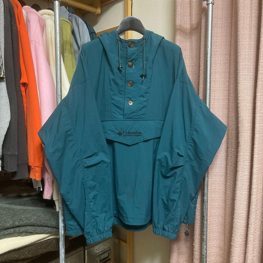 古着 90s Columbia コットンウッド アノラックパーカー ターコイズ