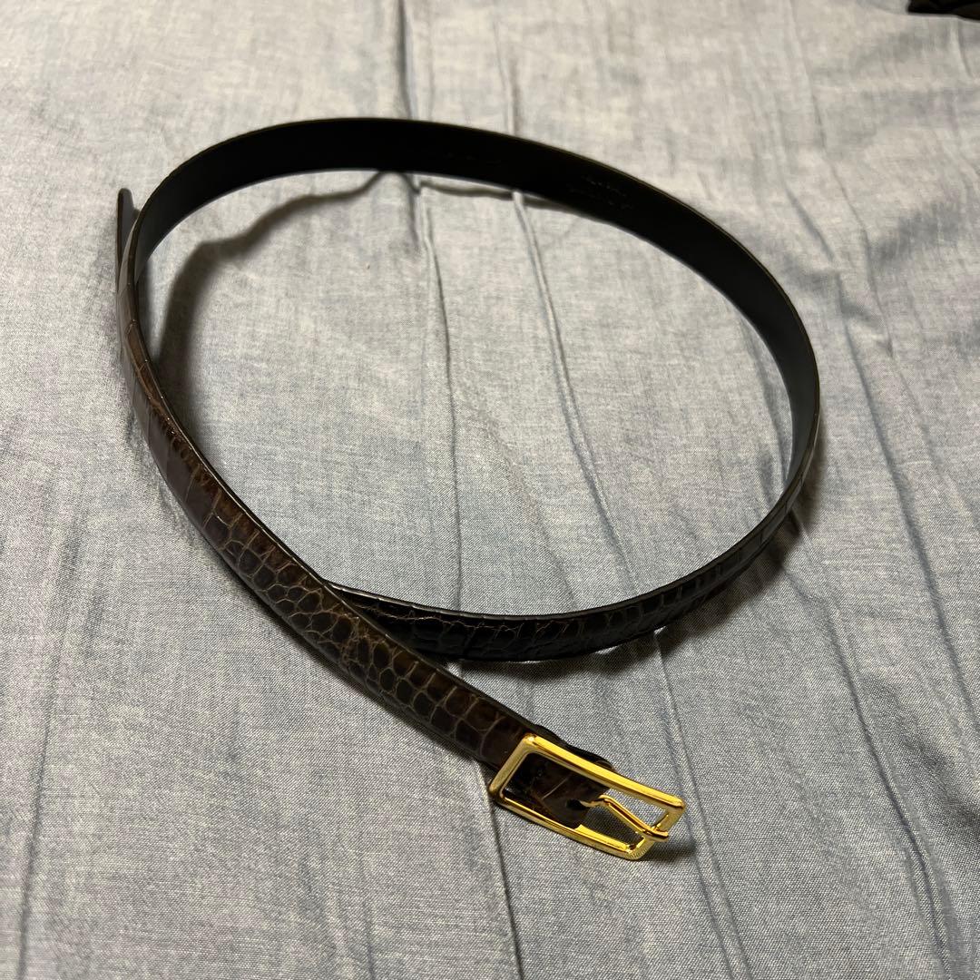 Anderson's / クロコスタンプ レザーベルト　グレー　サイズ80