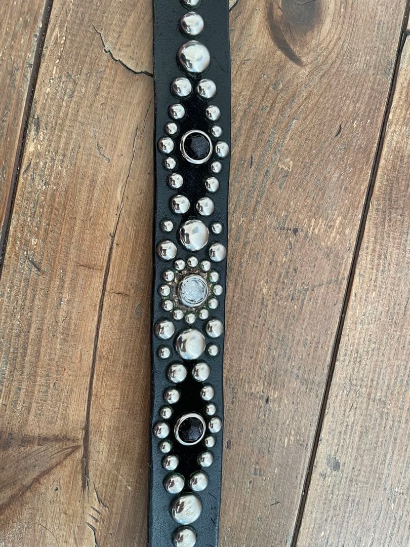 W34クライミー メタルジャケット レザー スタッズ ナロー ベルト