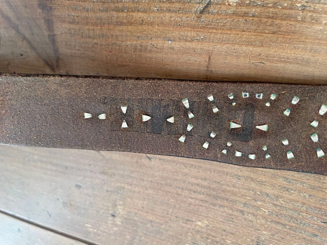 W34クライミー メタルジャケット レザー スタッズ ナロー ベルト