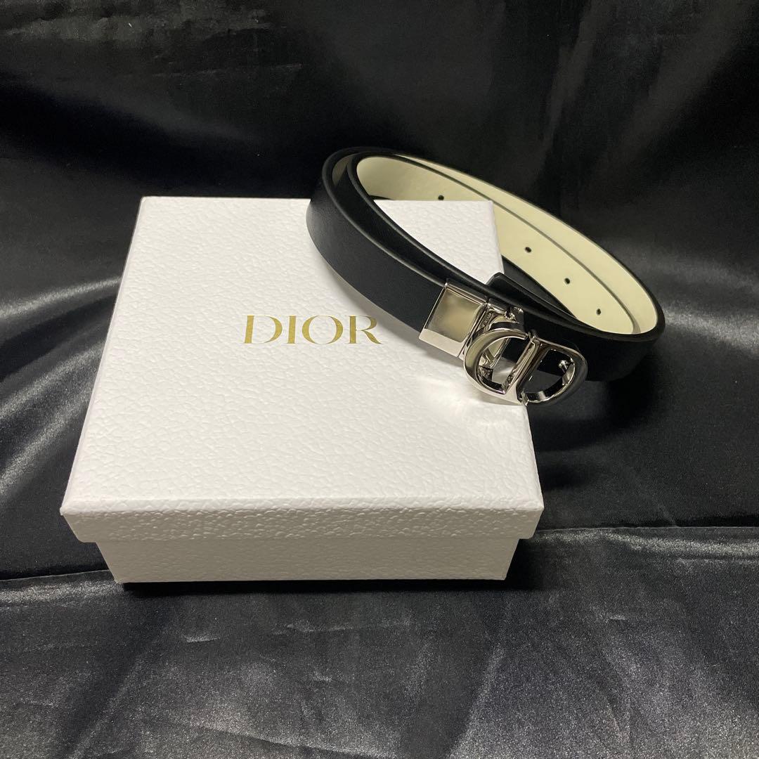 【新品・未使用】Dior レザー ベルト ブラック/ホワイト　リバーシブル