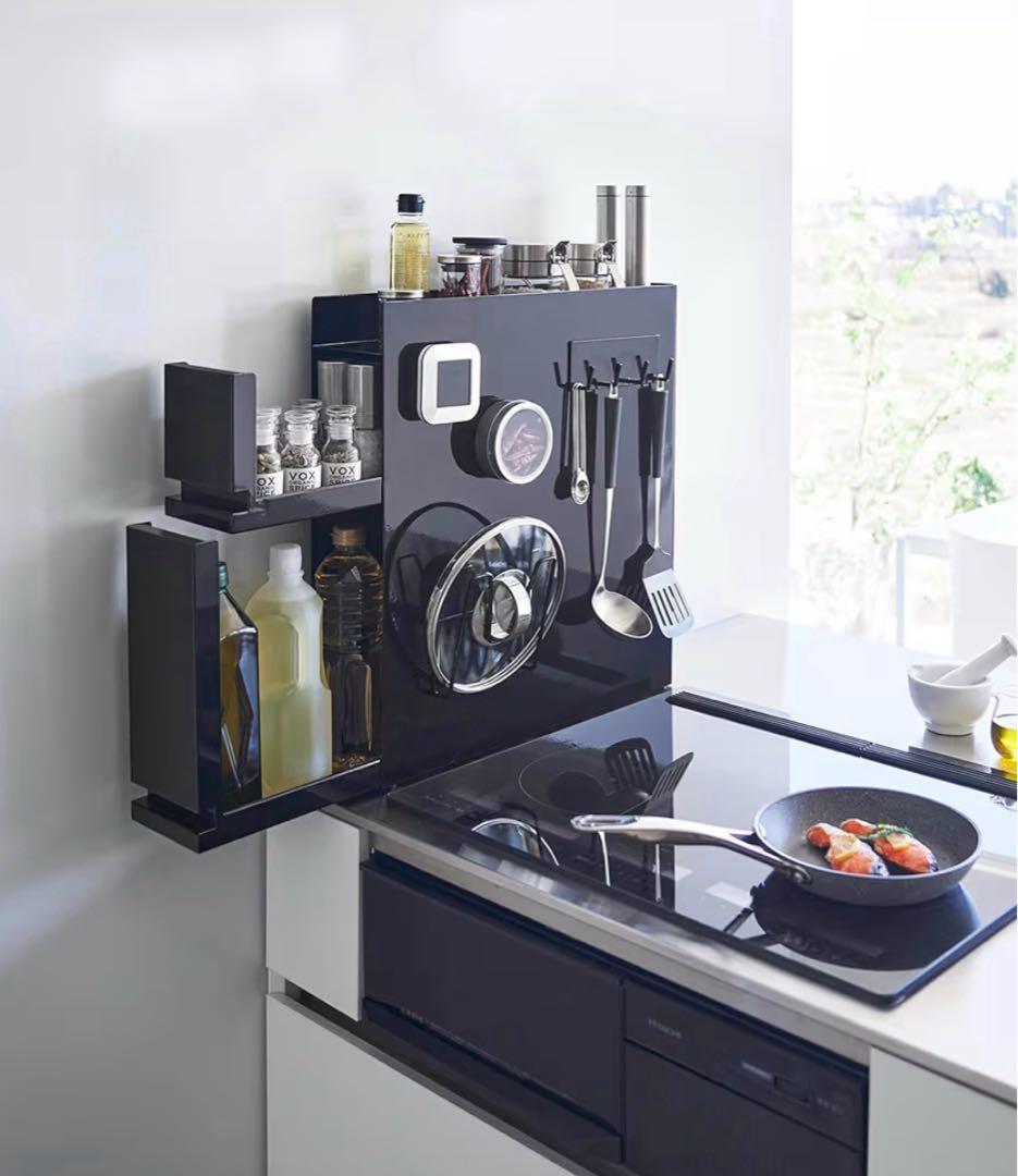 山崎実業(Yamazaki) 【 完成品 】 隠せる 調味料ラック 2段ブラック