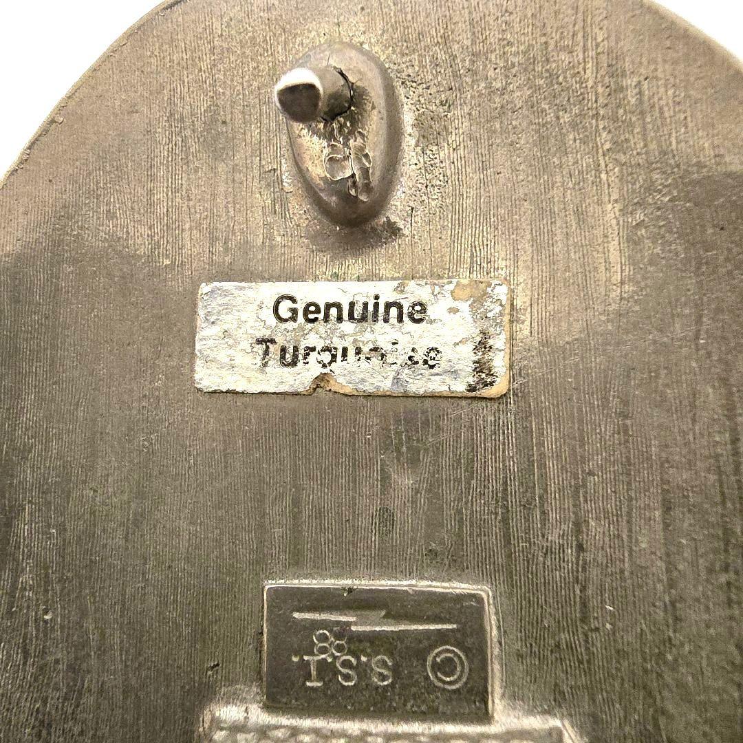 インディアンジュエリー バックル ナバホ族 ターコイズ 天然 アメリカ製 銀色