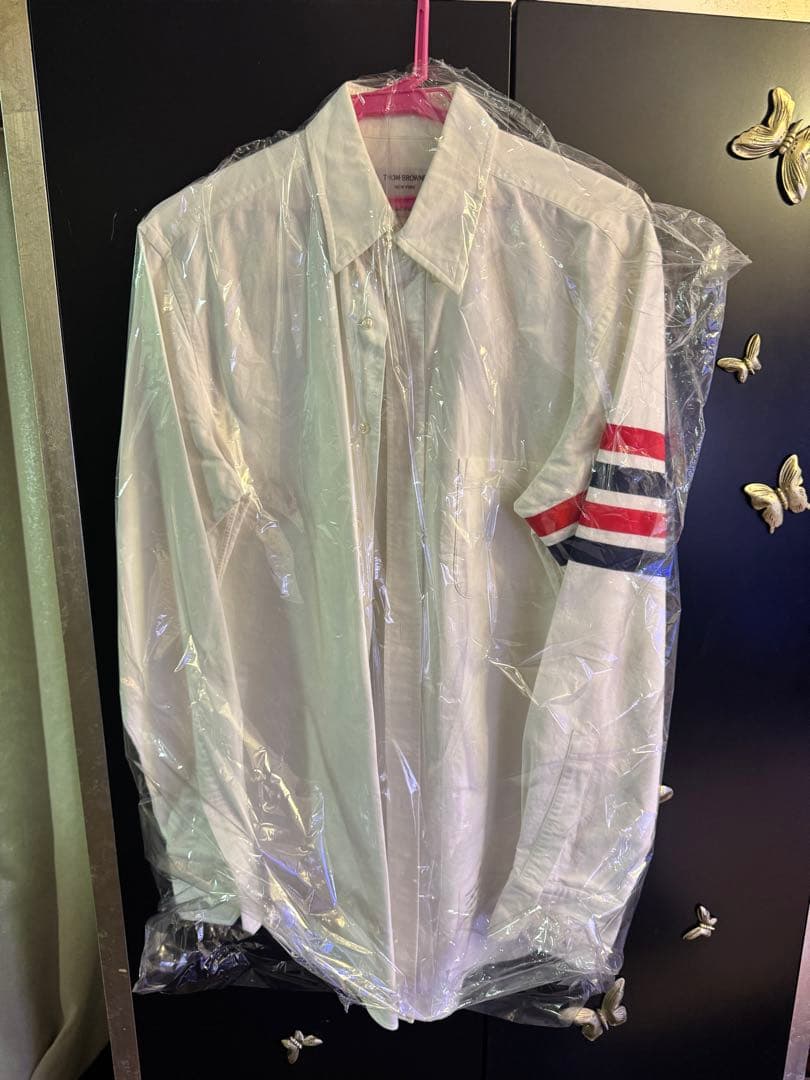 THOM BROWNE ホワイト長袖シャツ
