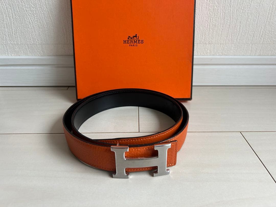 【お値下げ中】HERMES レザー ベルト ブラック（85cm）