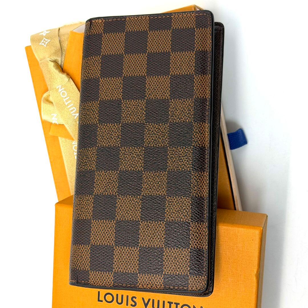 良品 ルイヴィトン ダミエ エベヌ ポルトフォイユ ブラザ 財布 二つ折り 茶色