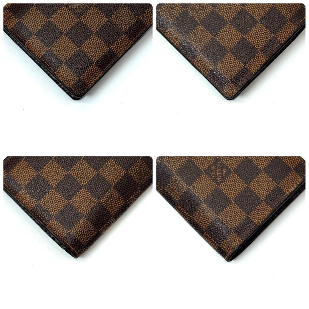 良品 ルイヴィトン ダミエ エベヌ ポルトフォイユ ブラザ 財布 二つ折り 茶色