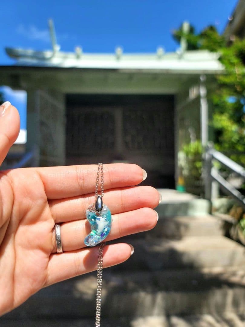 沖縄霊場巡礼★希望ある明るい未来へクリオネ勾玉ネックレス