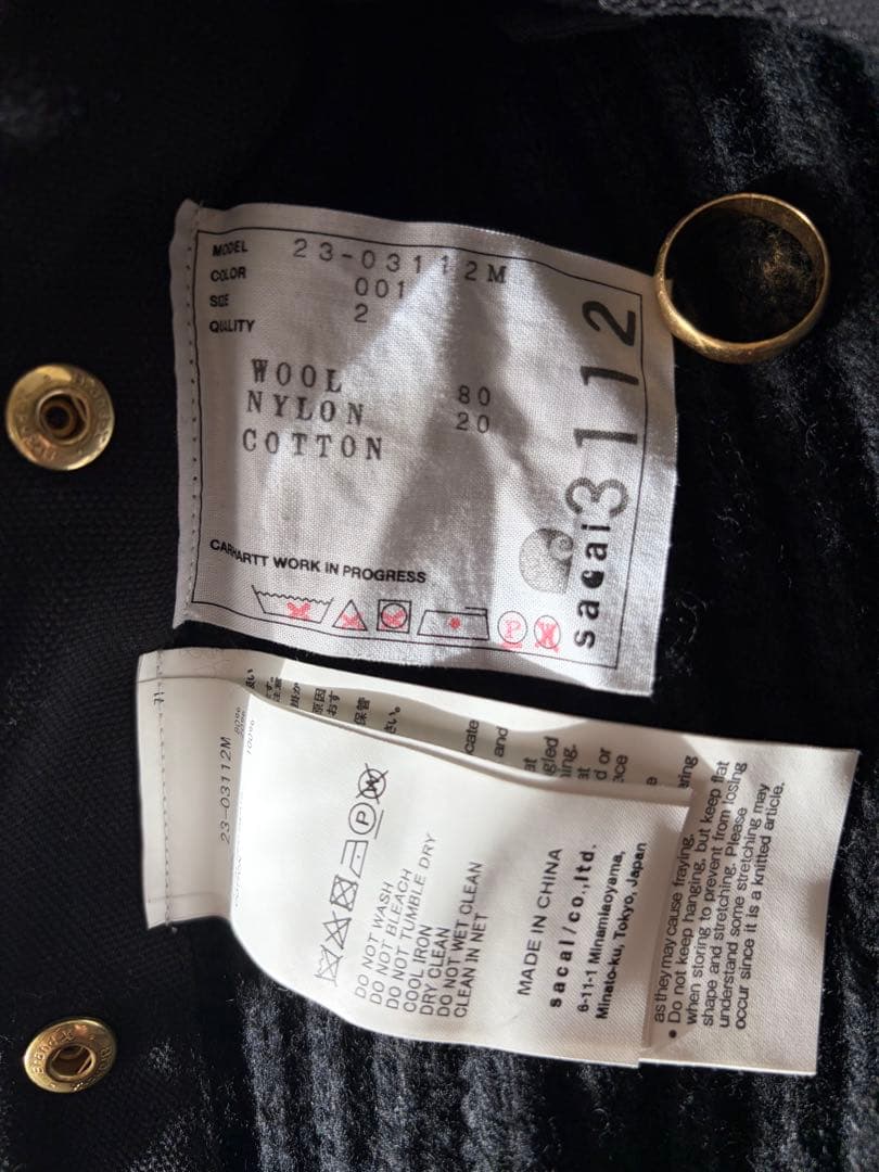 sacai Carhartt WIP ニット プルオーバー デトロイト 黒 02