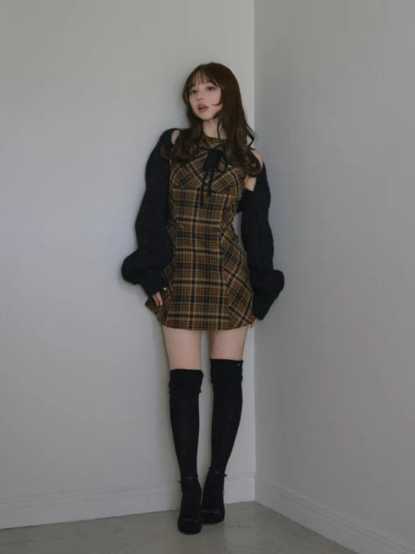 ワンピース andmary Mimi check set mini dress AM1596