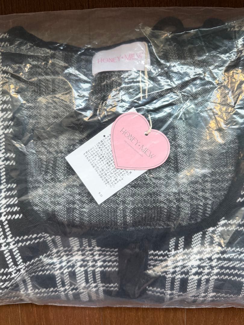 【新品タグ付き】honey mewチェックリボンドッキングワンピースフリーサイズ