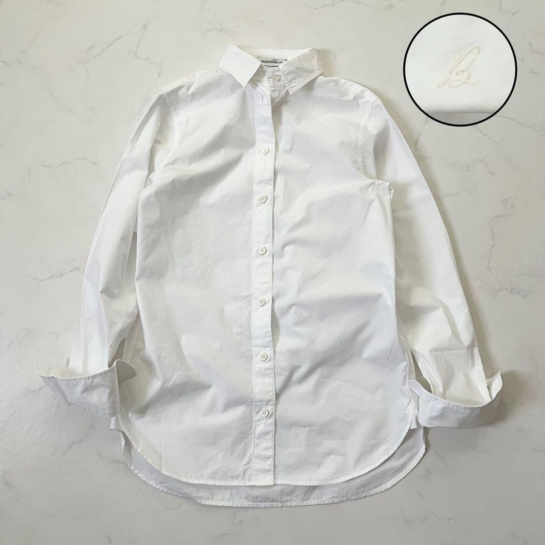 ko様　希少サイズ　マディソンブルー マダムシャツ 長袖 白　B刺繍　02サイズ