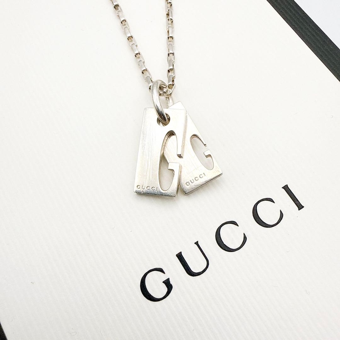 3010-1 人気✨GUCCI ダブルG ロゴ　ネックレス　シルバー