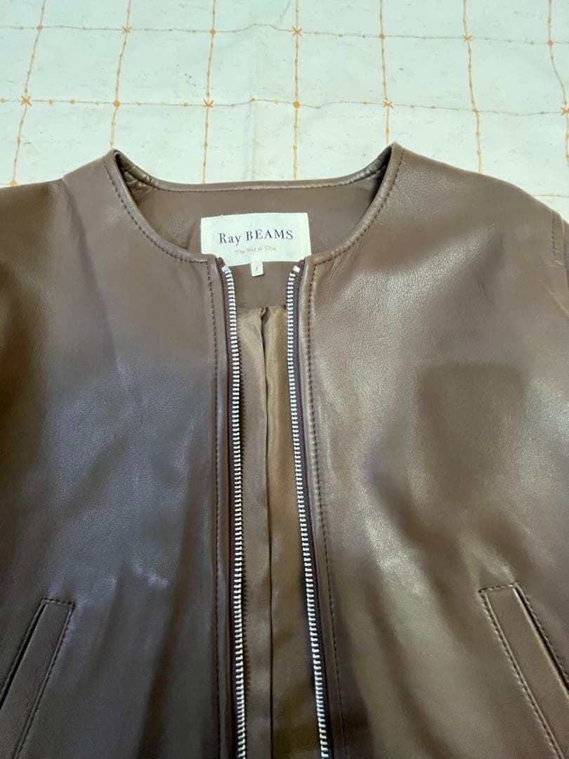 新品レイビームス ラムレザージャケット　ブラウンL