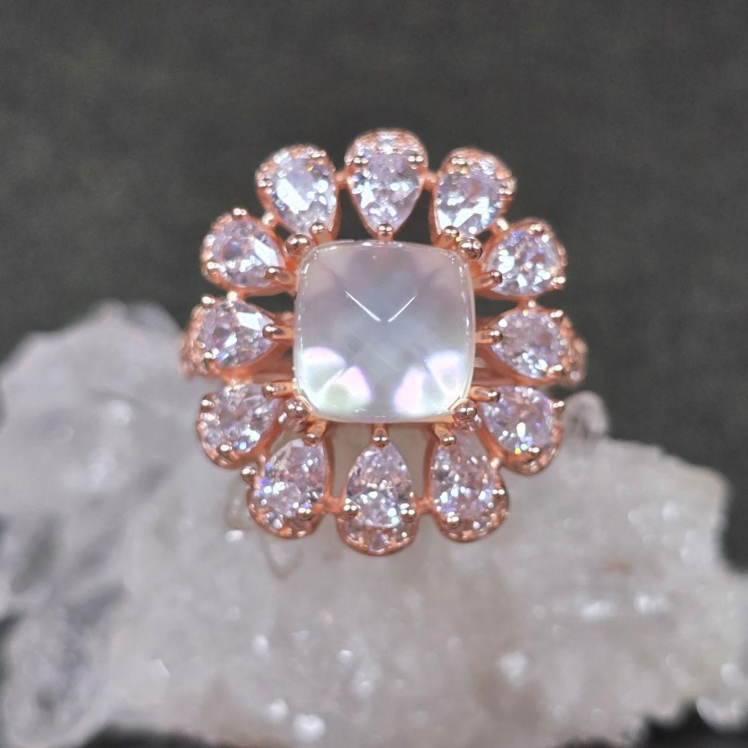 天然水晶xマザーオブパール　リング　天然水晶　マザーオブパール　指輪