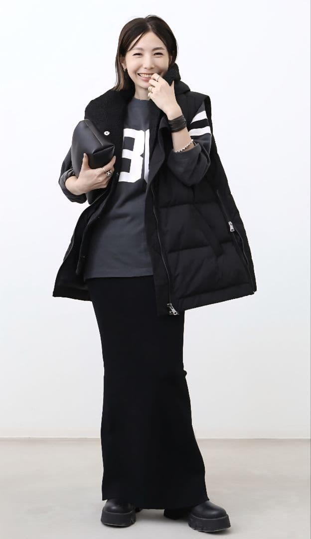 【LOU ANDREA/ルーアンドレア】２WAY DOWN VEST　ブラック