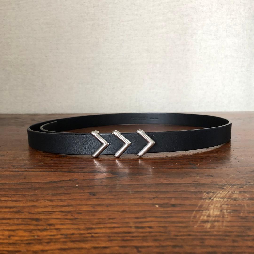 BOTTEGA VENETA シェブロン メタル レザーベルト ブラック