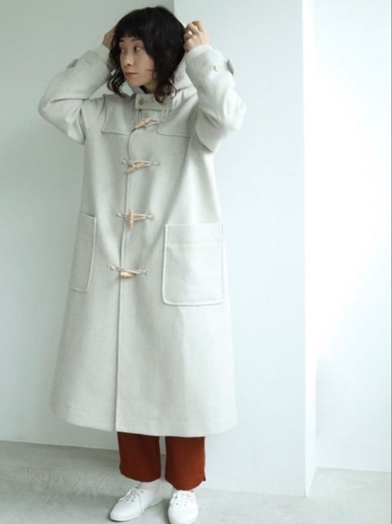 super100 Wool ロングダッフルコート(グレー)