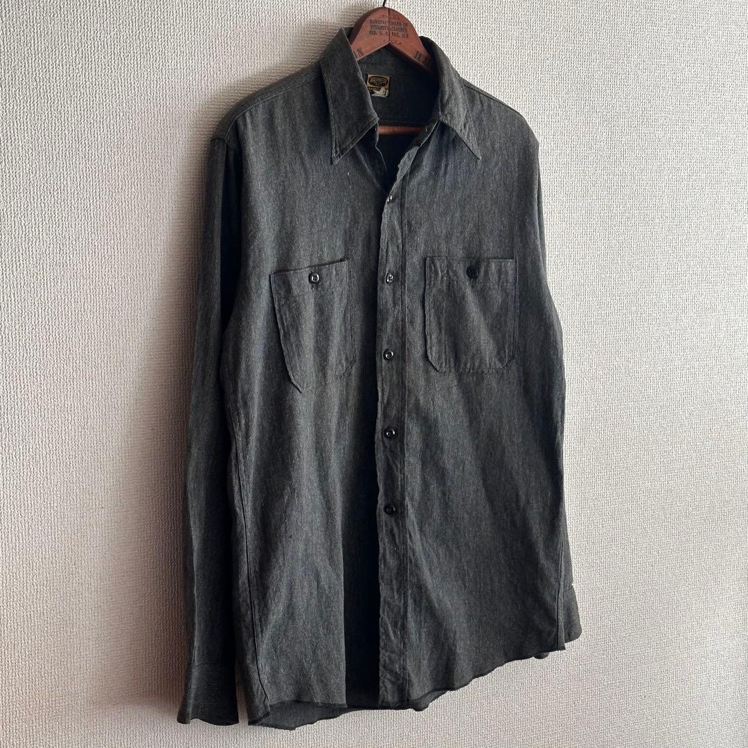 トップス ~60s \"DEE CEE\" black chambray shirt
