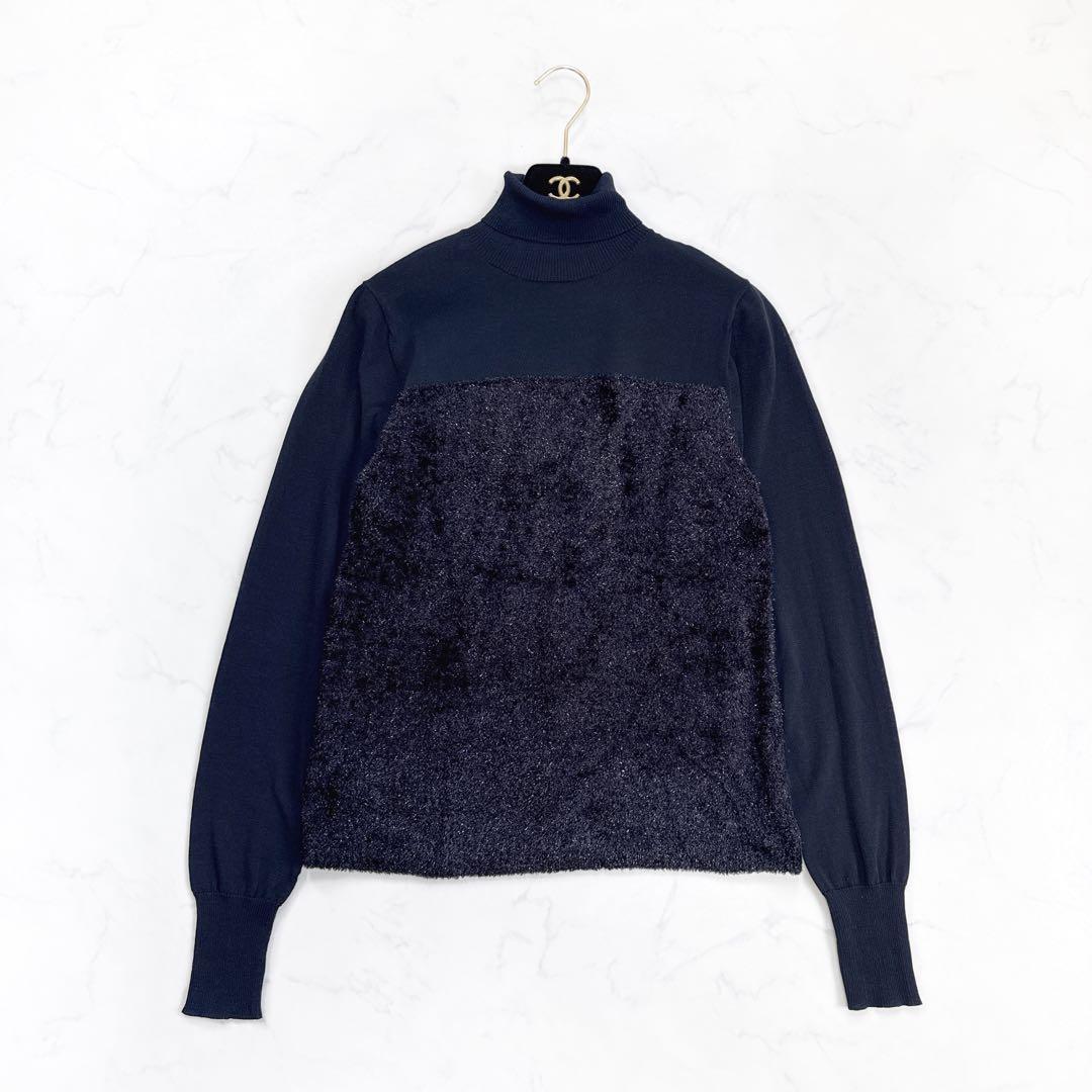 24AW エストネーション シアーハイネックモールコンビ ニット 異素材ニット