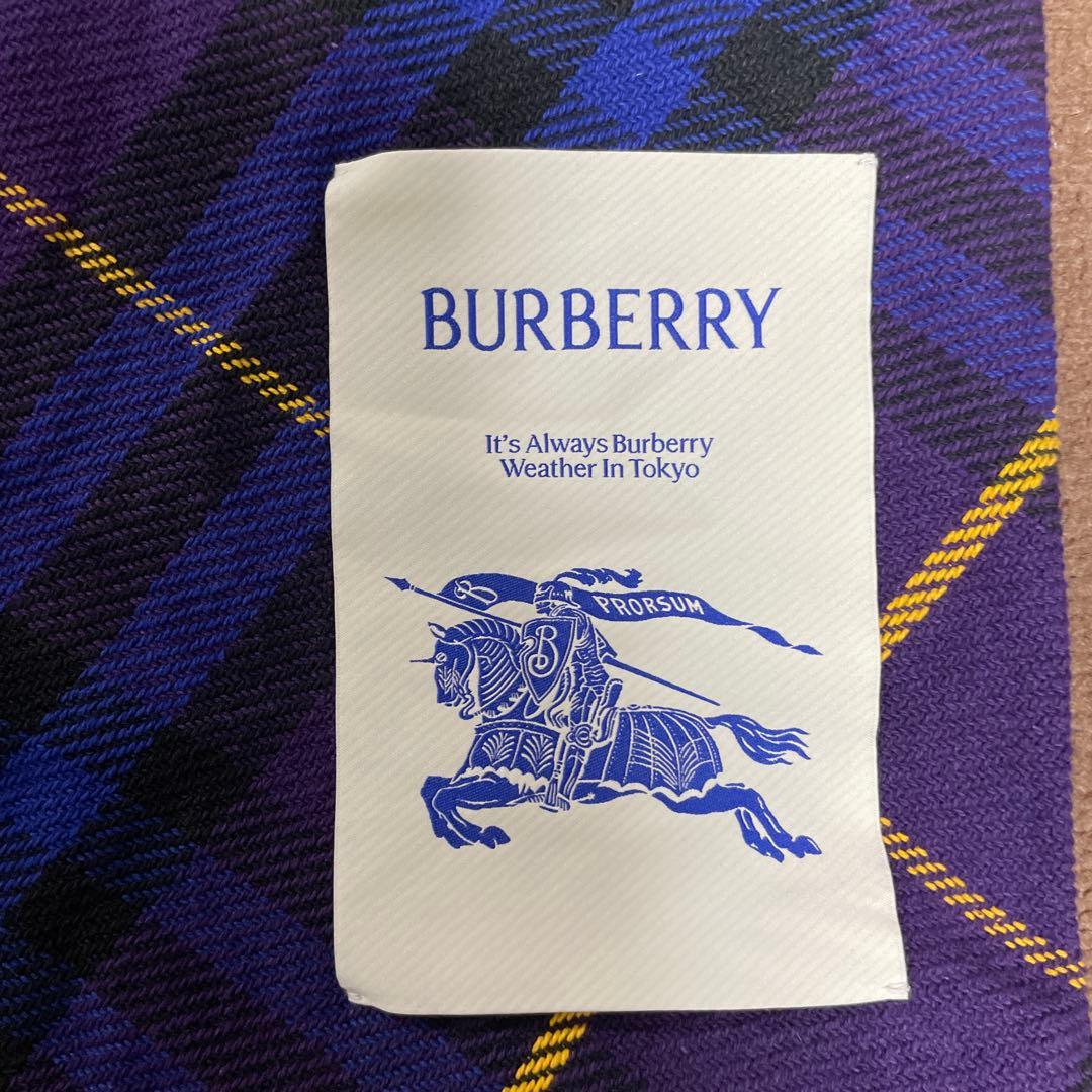 BURBERRY 紫 チェック柄 トートバッグ
