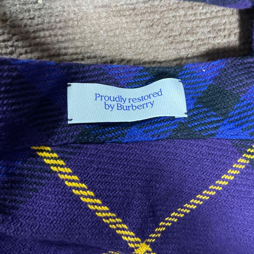 BURBERRY 紫 チェック柄 トートバッグ