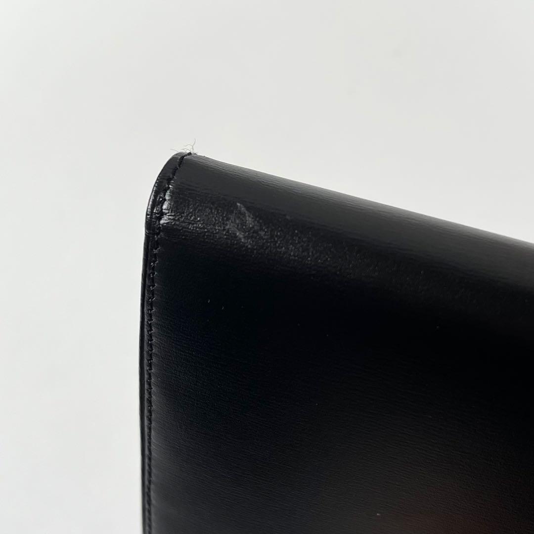 カルティエ　パシャライン　二つ折り　長財布　レザー　黒　ブラック　ロゴ金具