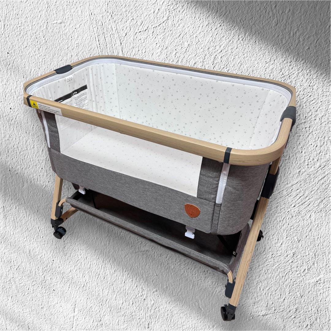 HZDMJ折りたたみ式ベビーベッド グレー　美品