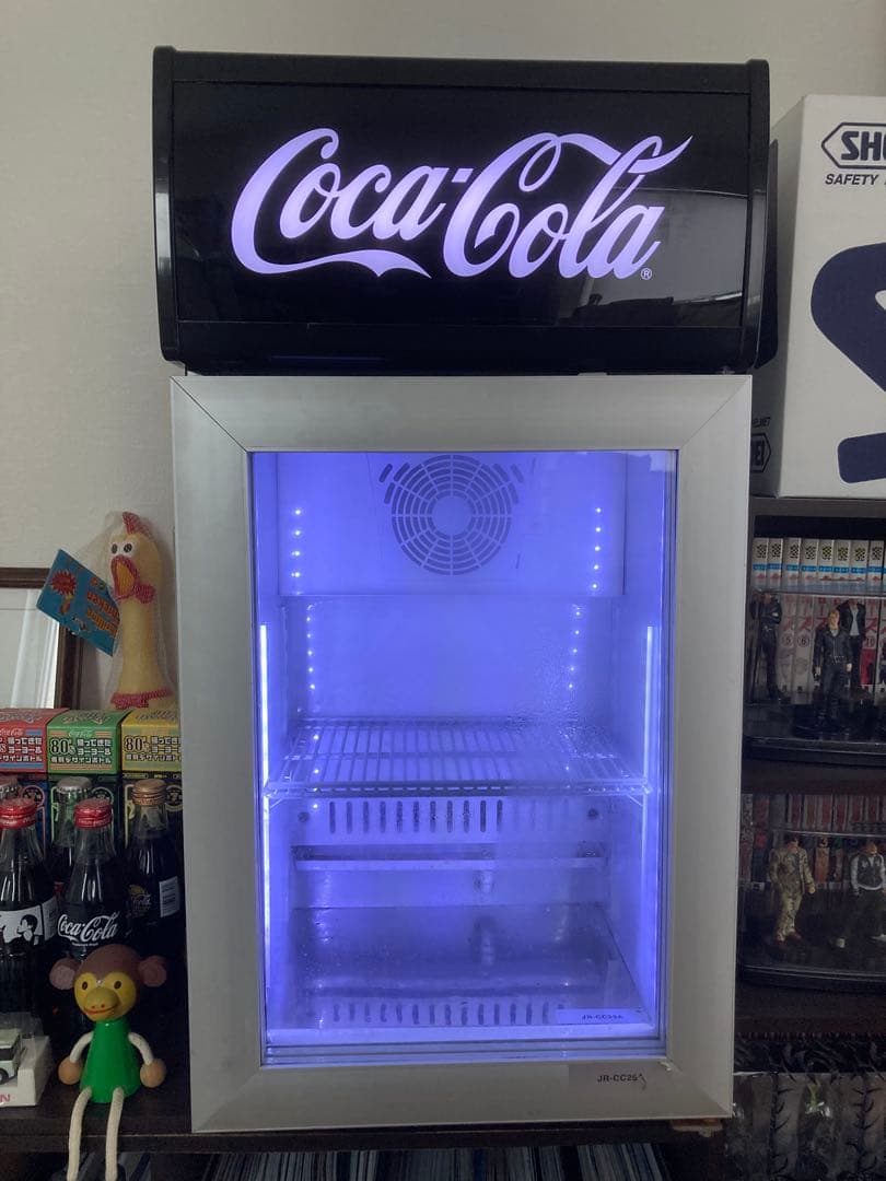 ジャンク品　Coca-Cola 冷蔵庫 青色LED照明付き
