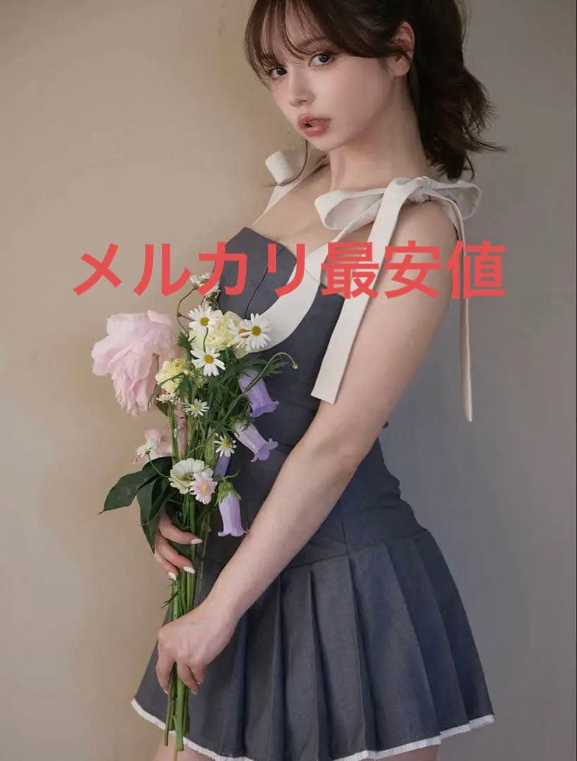 ワンピース Chuchu pleats ribbon dress andmary