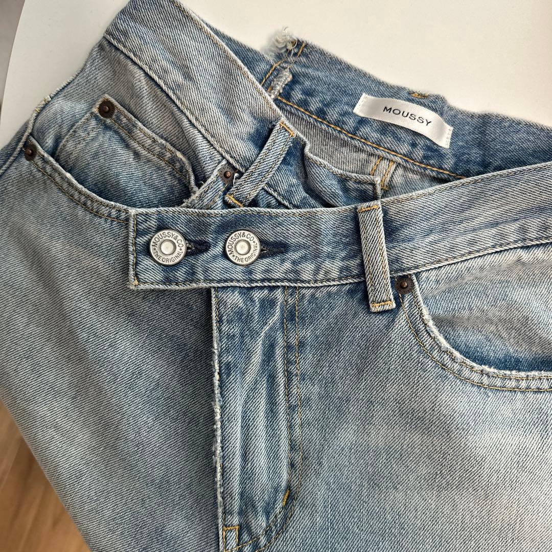 moussy クロスウエストワイドストレートデニム　ライトブルー 1