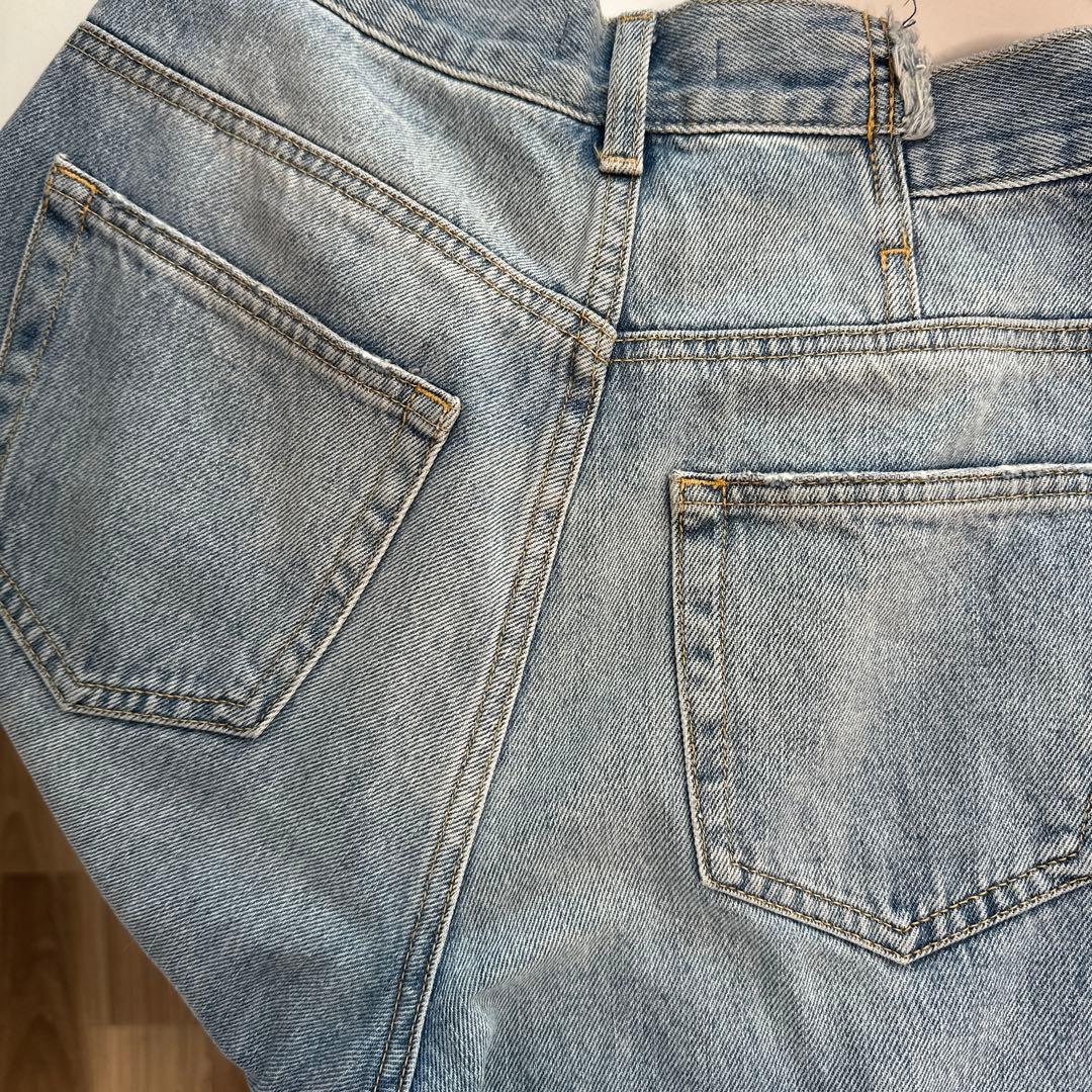 moussy クロスウエストワイドストレートデニム　ライトブルー 1