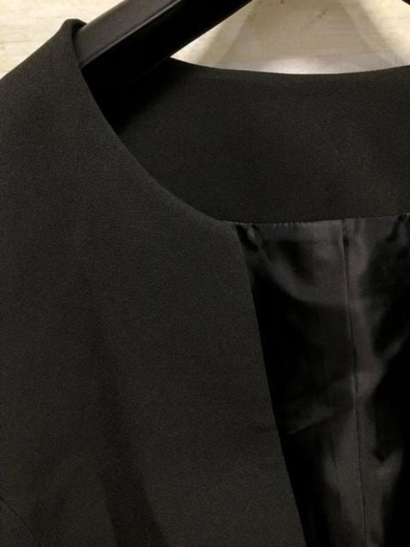 新品☆3L黒系無地ストレッチパンツスーツ上下セットお仕事・フォーマル〇B552