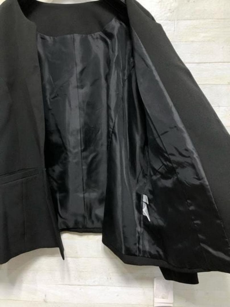 新品☆3L黒系無地ストレッチパンツスーツ上下セットお仕事・フォーマル〇B552