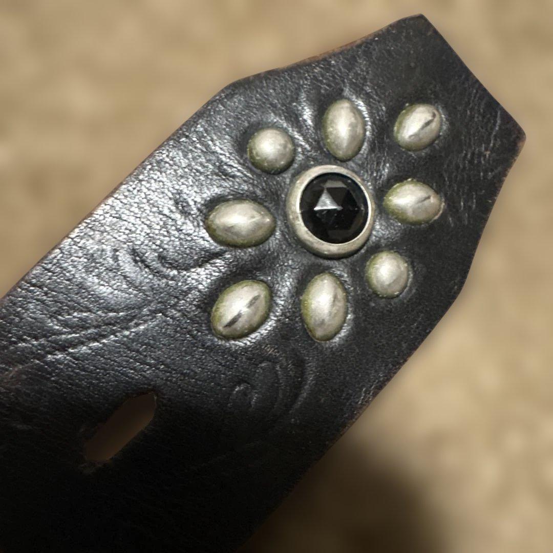 34inch カービング　ピーナッツ　HTC レザースタッズベルト　ブラック