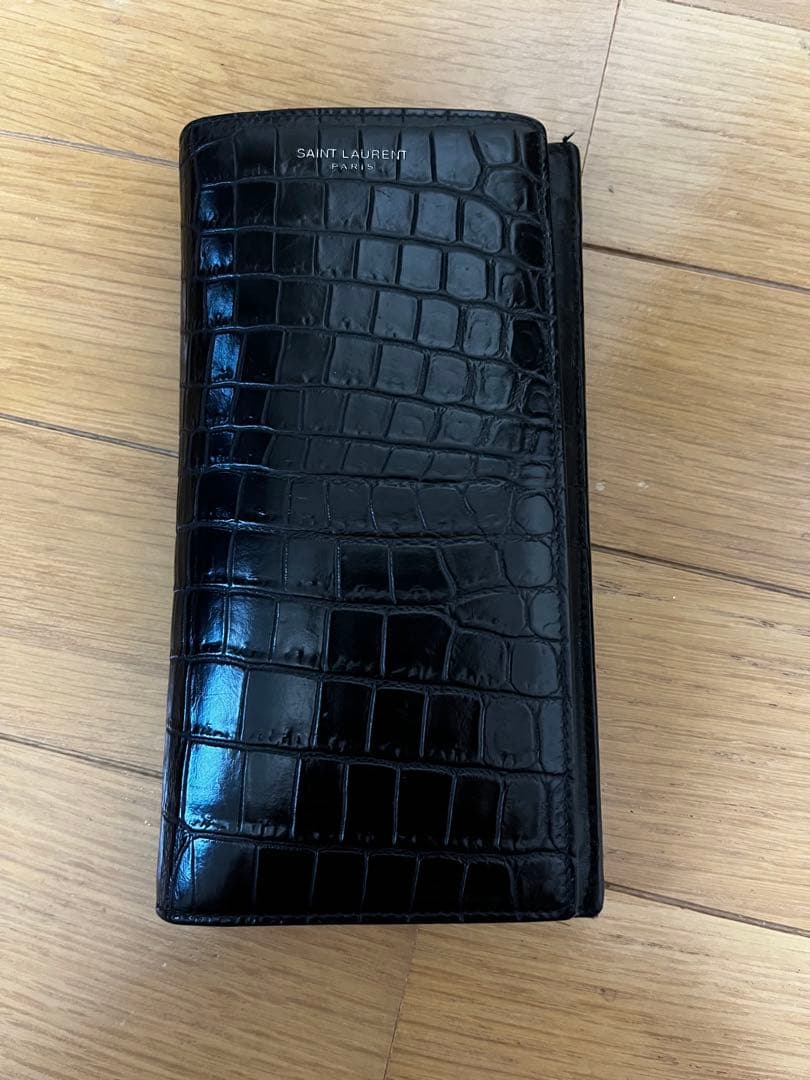 SAINT LAURENT ブラック 長財布　クロコダイル
