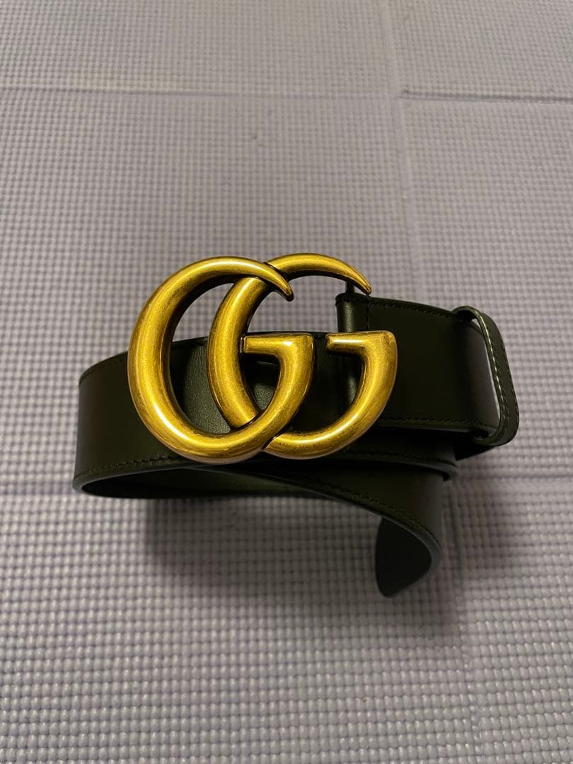 GUCCI GGロゴ ブラックレザー ベルト 80-32