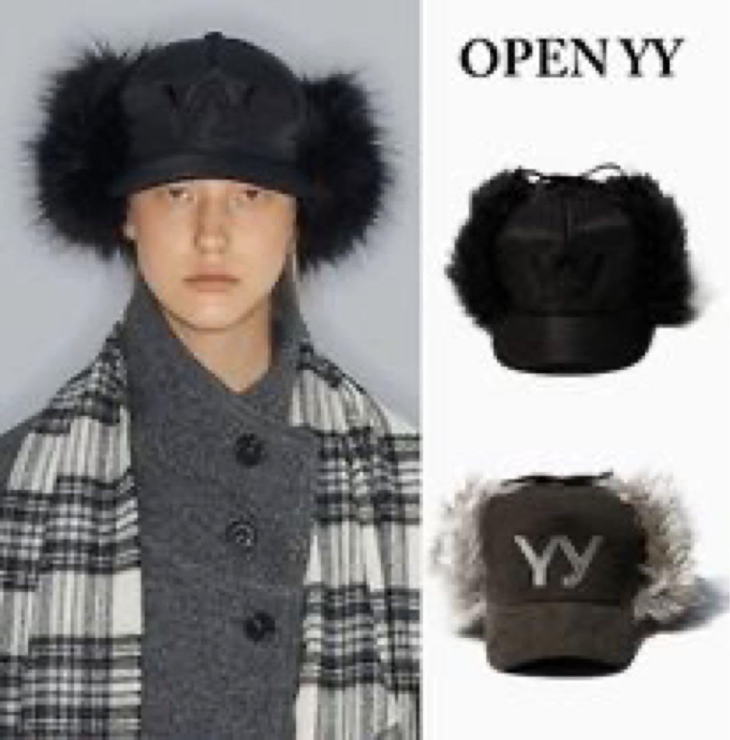 open yy キャップ　ファー　 　ニンニン