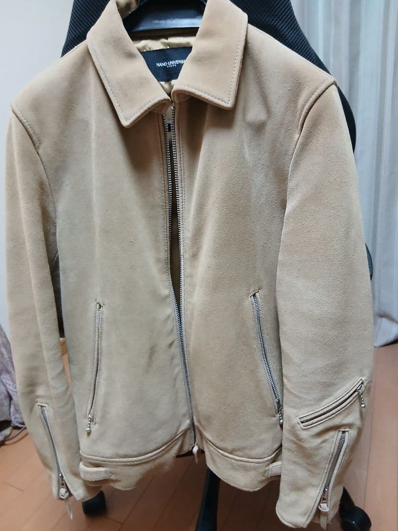 NANO-UNIVERSE ベージュ シングルライダースジャケット