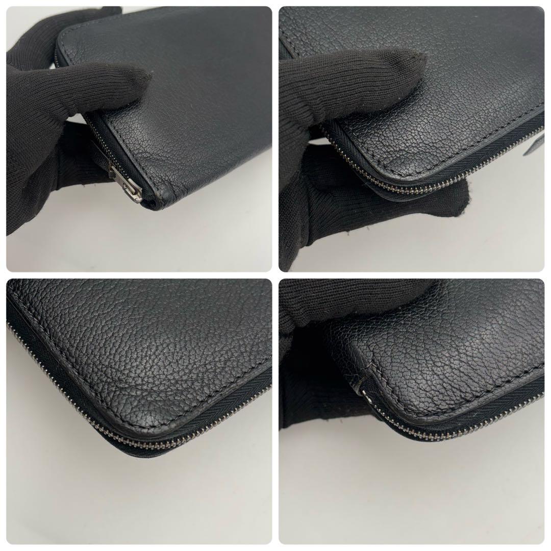 美品 HERMES エルメス オールレザー アザップロング ブラック