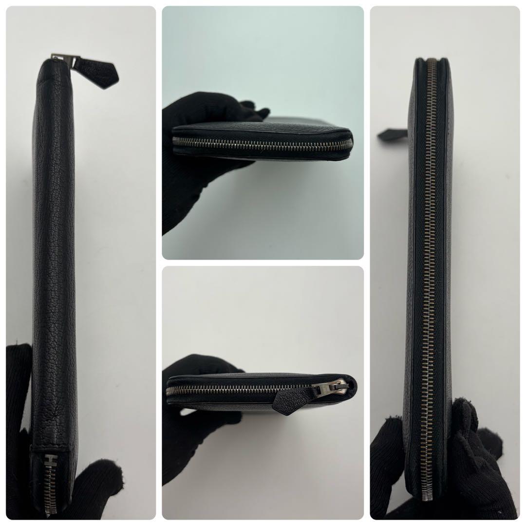 美品 HERMES エルメス オールレザー アザップロング ブラック