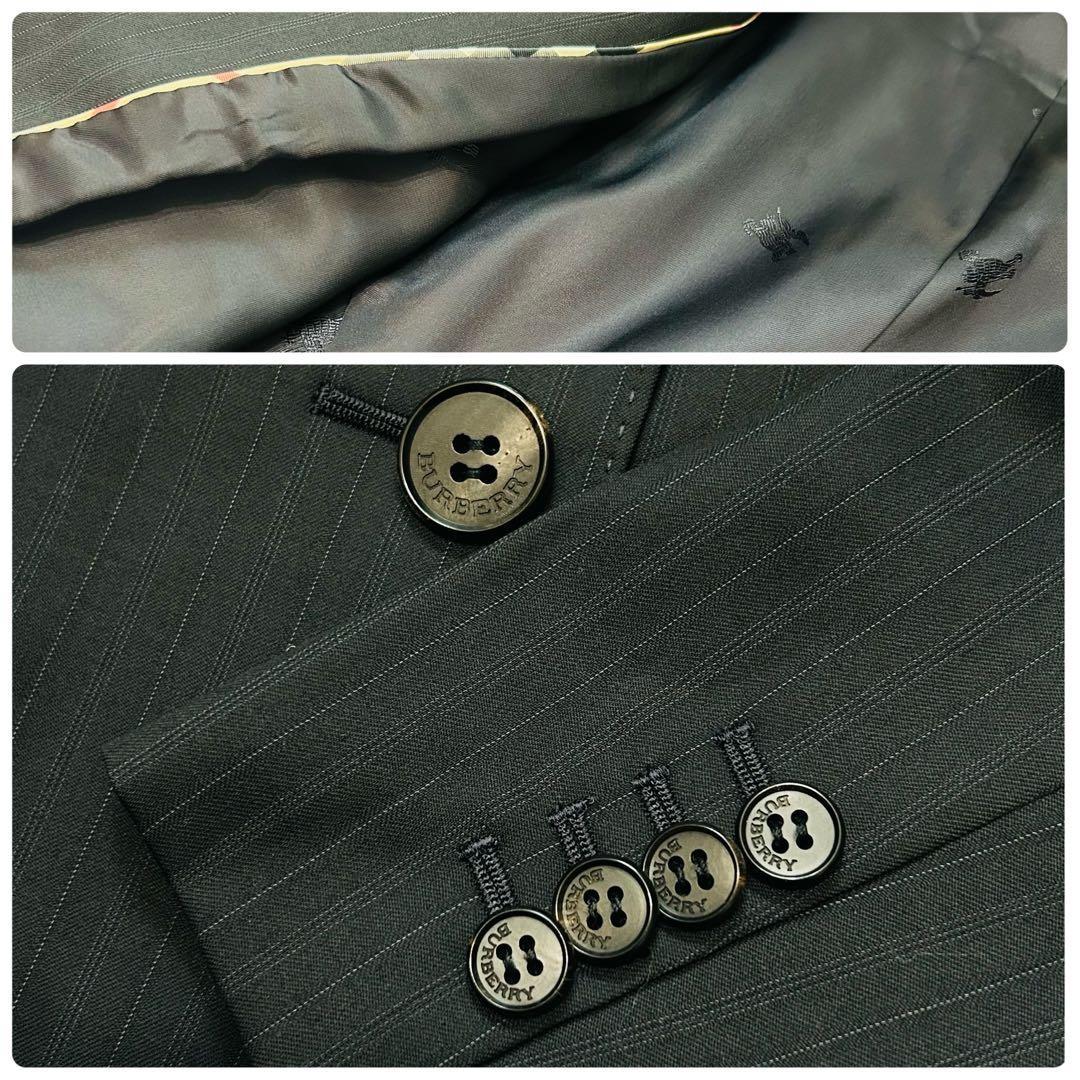 【美品】バーバリーロンドン パンツスーツ セットアップ ストライプ ブラック S