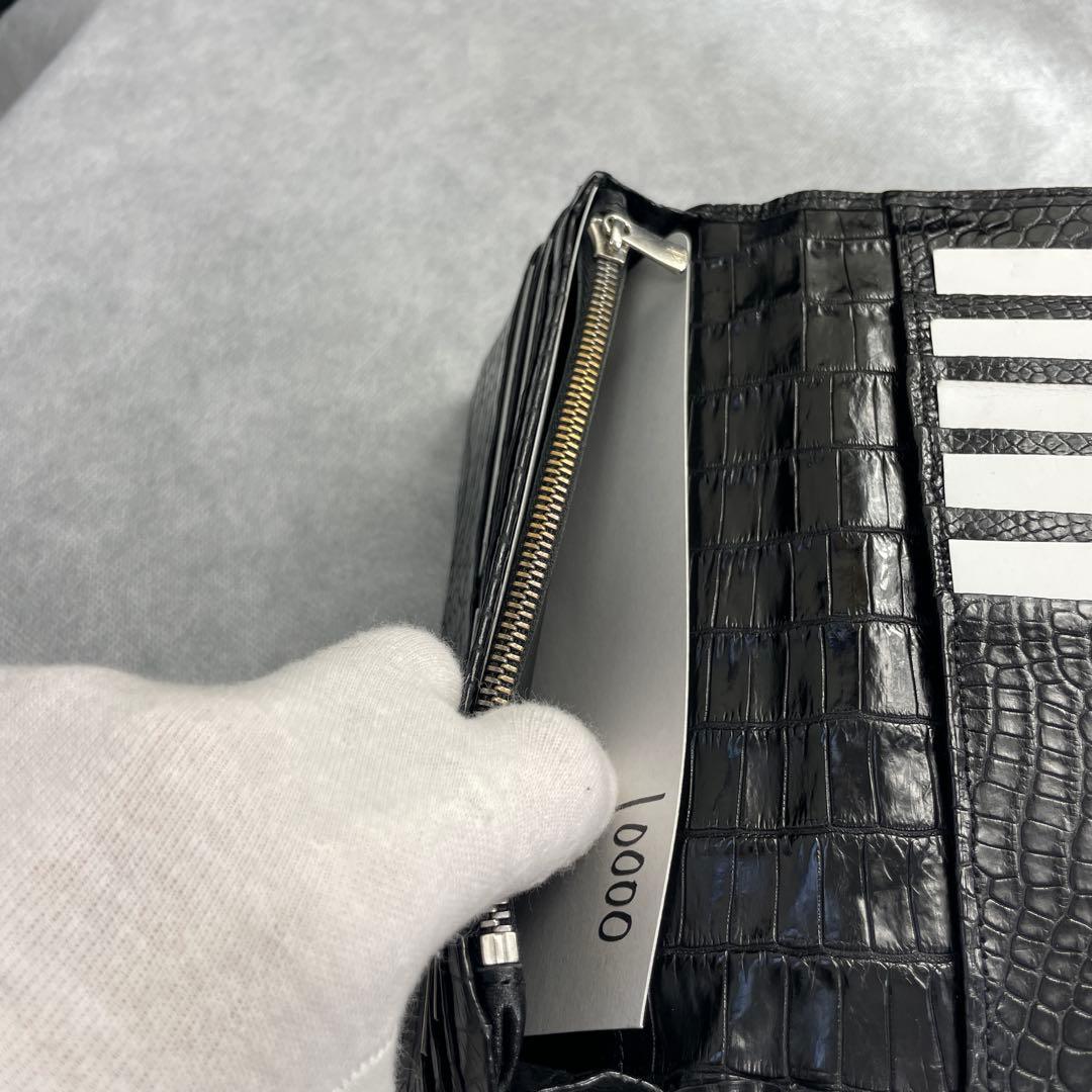 ・JRA認定・無双　ナイルクロコダイル、長財布、マット、ブラック