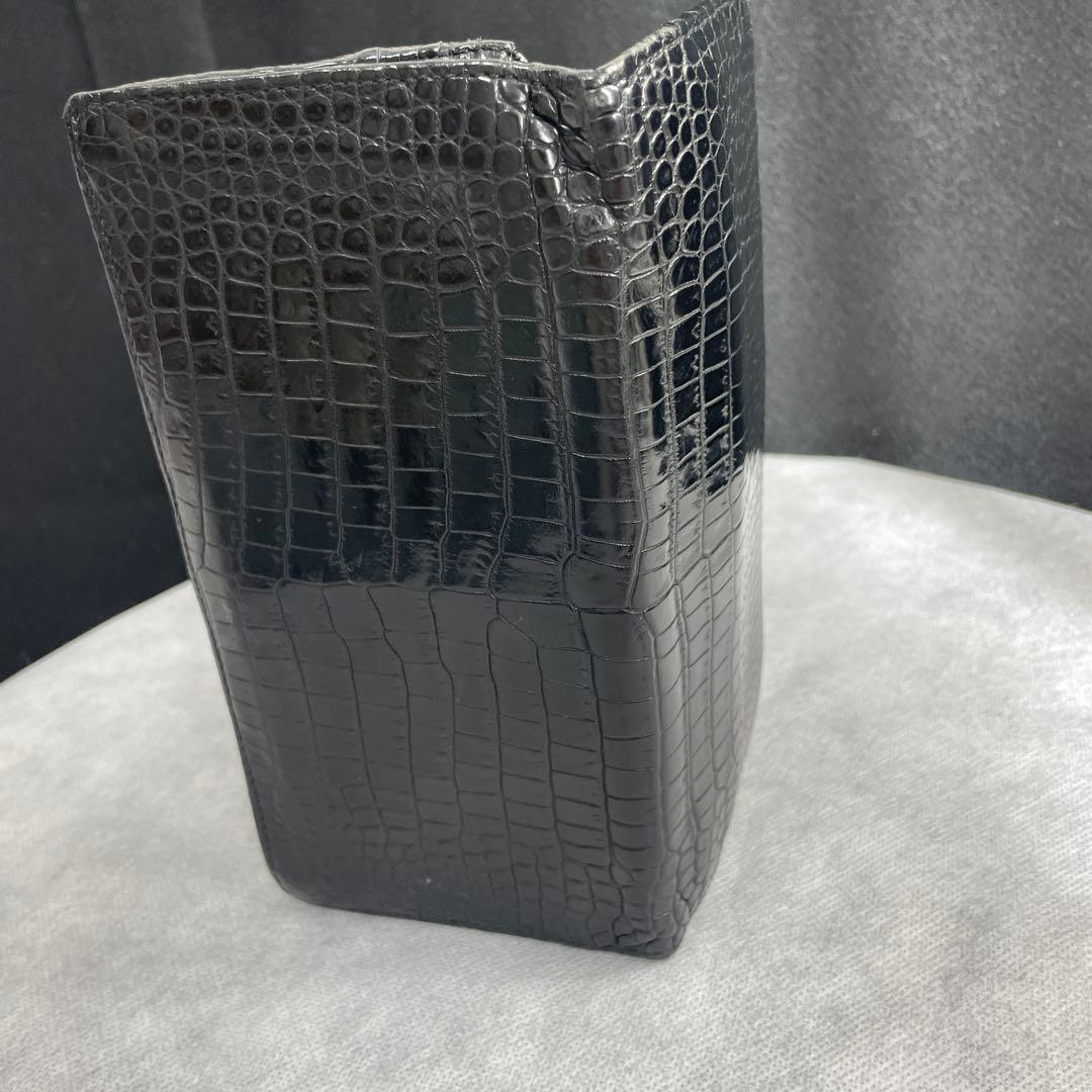 ・JRA認定・無双　ナイルクロコダイル、長財布、マット、ブラック