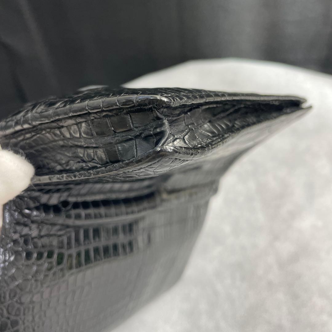 ・JRA認定・無双　ナイルクロコダイル、長財布、マット、ブラック