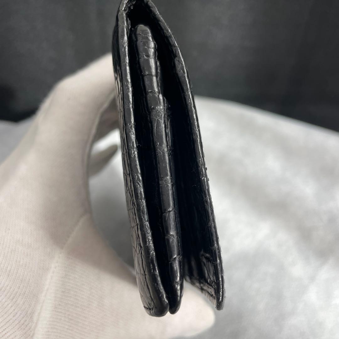 ・JRA認定・無双　ナイルクロコダイル、長財布、マット、ブラック