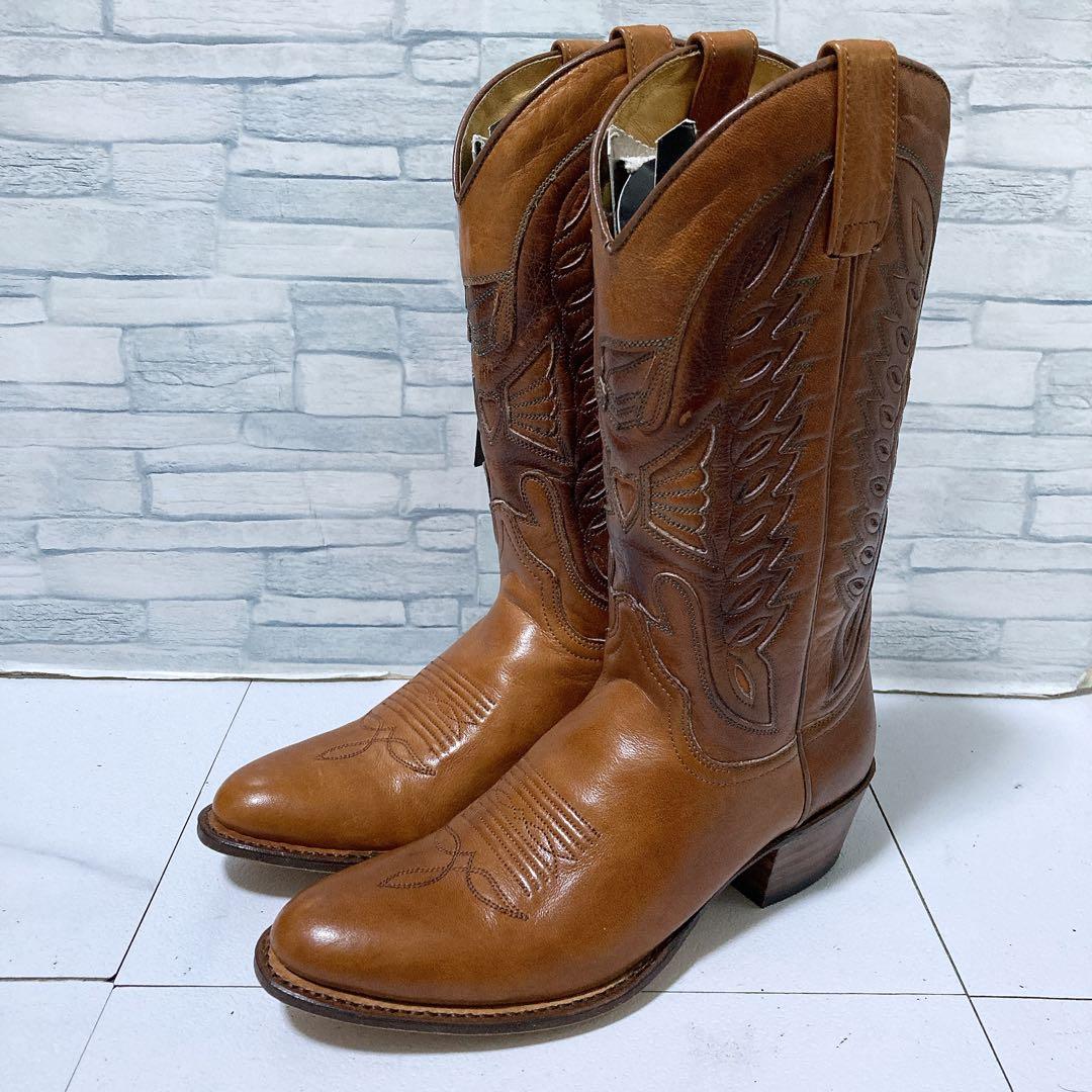 極美品 SENDORA ウエスタンブーツ 本革 刺繍 ブラウン 37 タグ付き
